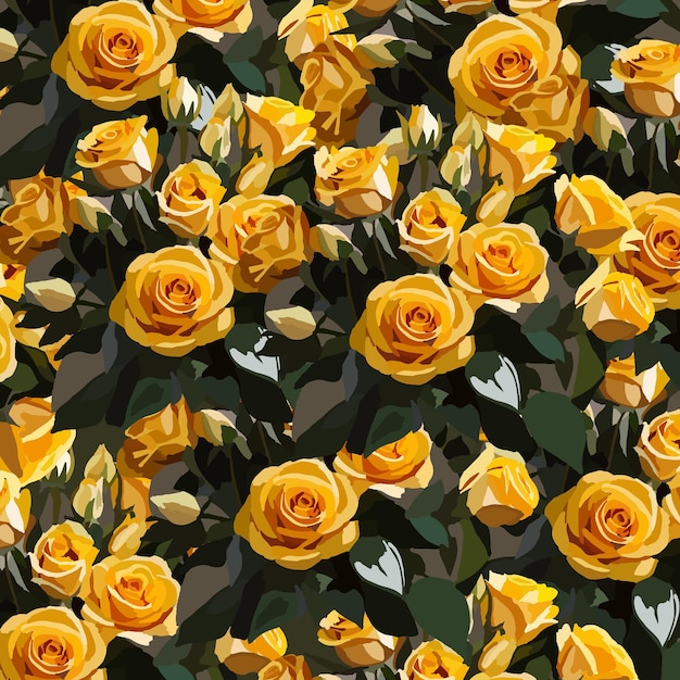 Vector watercolor yellow roses pattern