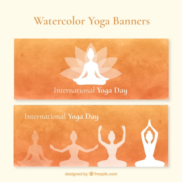 Watercolor yoga banners