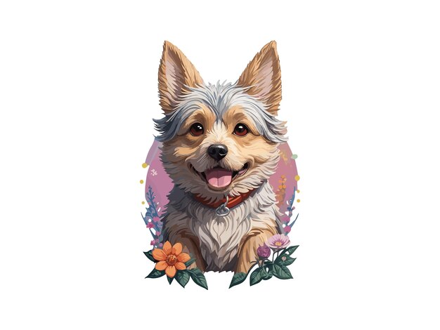 ウォーターカラー ヨークシャー犬 可愛い動物の犬