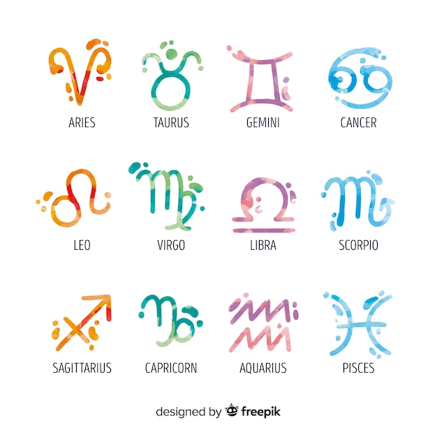 Vector watercolor zodiac signs collectio