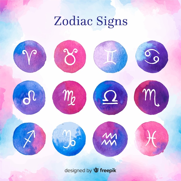 Watercolor zodiac signs