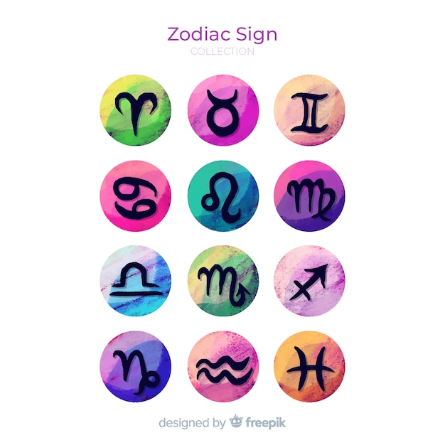 Vector watercolor zodiac signs