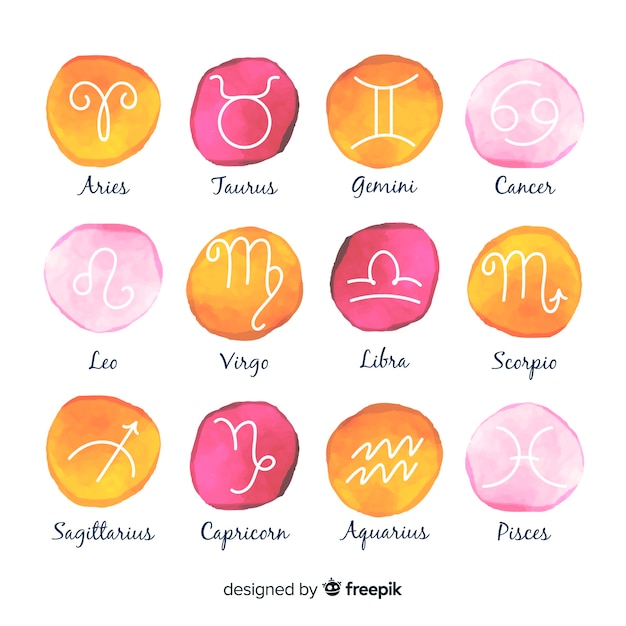 Watercolor zodiac signs