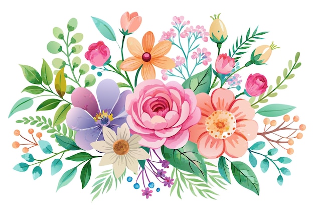 Vector watercolorscharmingwithflowersonawhiteback 14