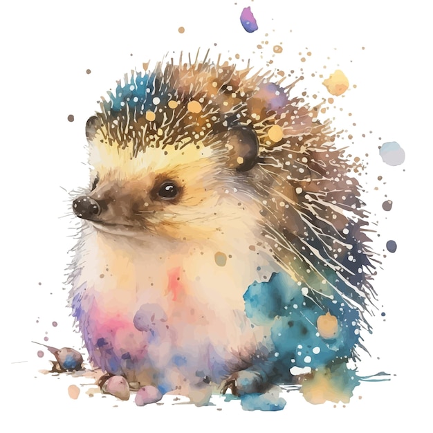 Vector watercolour cute hedgehog illustration