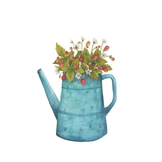 Vettore mazzo floreale dipinto a mano dell'acquerello in vaso