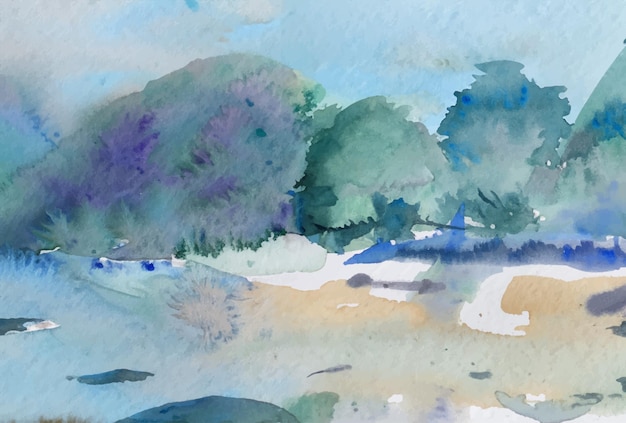 Watercolour in shades of blue