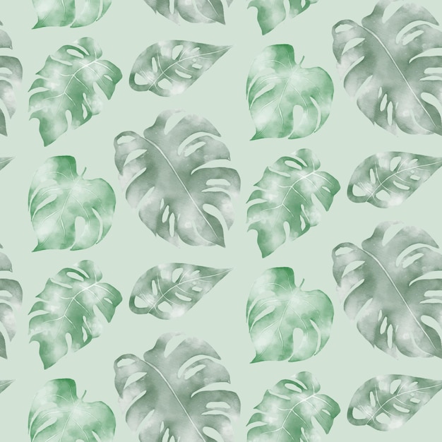 水彩の熱帯の葉のパターンの背景1105