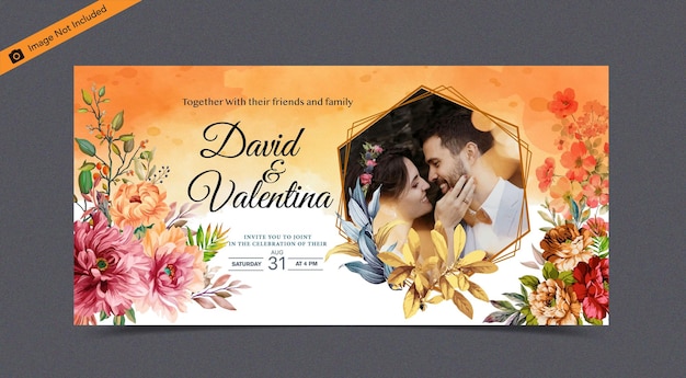 Vector watercolour wedding invitation card design template