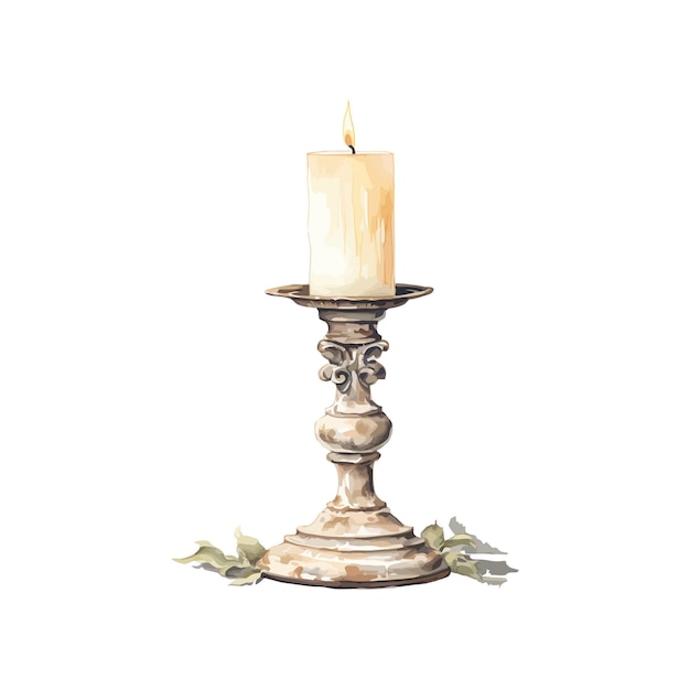 Watercolour of a white candle Vector illustration design