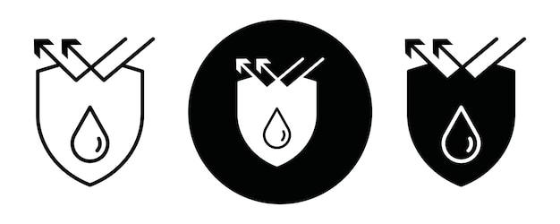 Waterdichte bescherming Iconenverzameling of -instelling Waterdichte beveiliging Dunne vectorlijnkunst