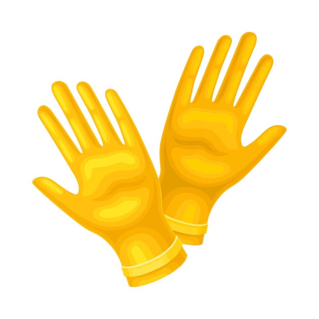 Waterdichte gele rubberen handschoenen geïsoleerd op witte achtergrond Vector illustratie