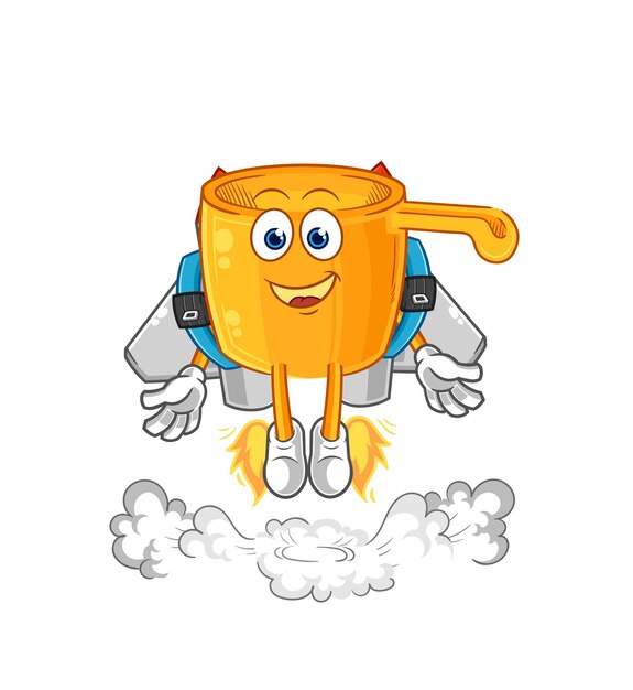 Waterdipper met jetpack mascotte cartoon vector