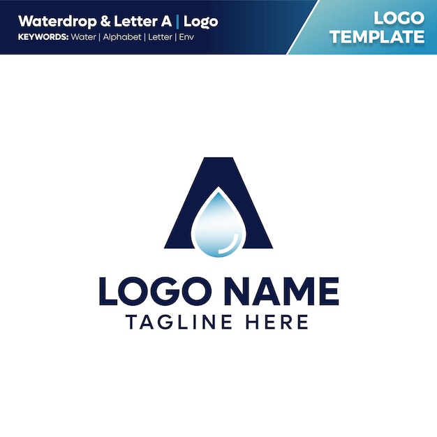 waterdrop letter a logo template