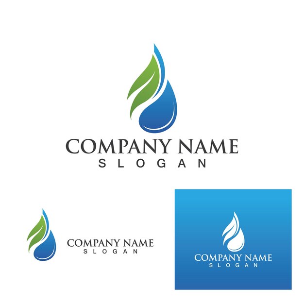 Waterdruppel en blad greeb Logo Template vector illustratie ontwerp