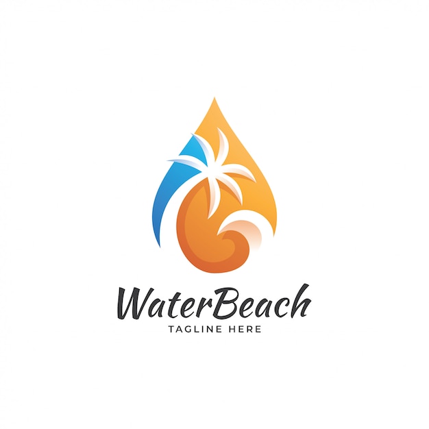 Waterdruppel en Wave Palm Tree-logo