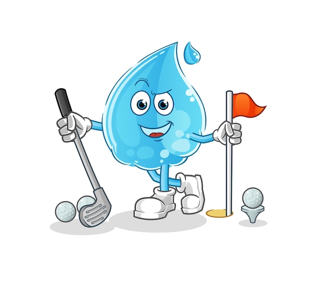 Waterdruppel golfen vector. stripfiguur