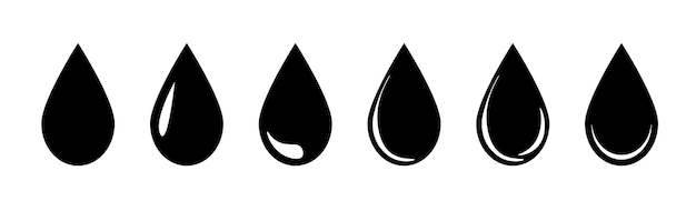 Waterdruppel icon set Waterdruppel vorm pictogram symbool vlakke stijl geïsoleerd op witte achtergrond vectorillustratie