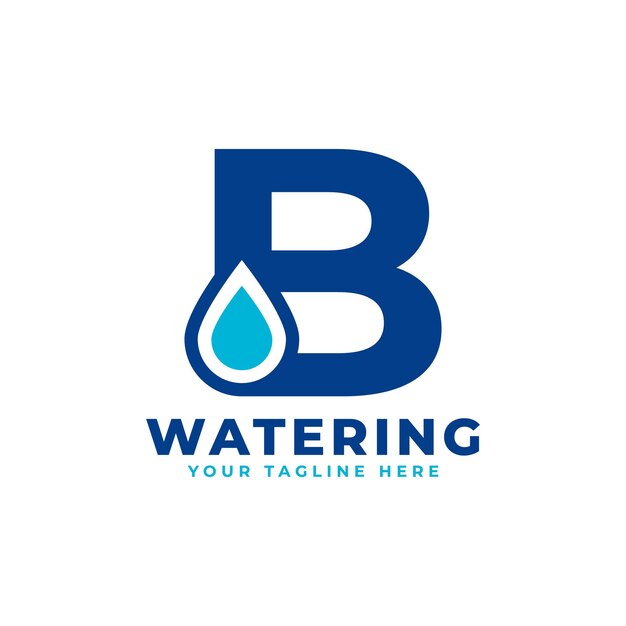 Waterdruppel letter b eerste logo bruikbaar voor natuur- en branding logo's platte vector logo design ideas
