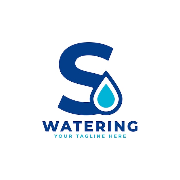 Waterdruppel Letter S Eerste logo bruikbaar voor natuur- en brandinglogo's Platte vectorlogo-ontwerpideeën