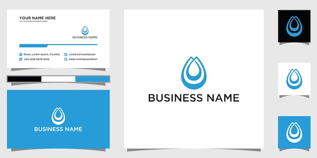 Waterdruppel logo en visitekaartje sjabloon ontwerp inspiratie vector Premium Vector