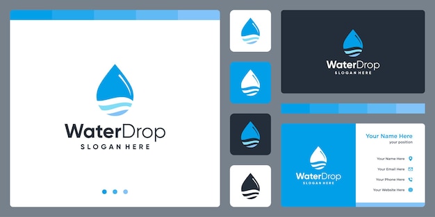 Waterdruppel logo ontwerp inspiratie. sjabloonontwerp voor visitekaartjes.