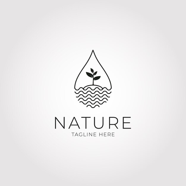 Waterdruppel met boom pictogram vector logo ontwerp. natuur tech teken.