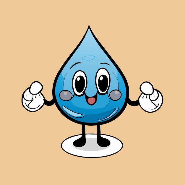 Waterdruppel met de hand getekend plat stijlvol mascotte cartoon personage tekening sticker icoon concept geïsoleerd