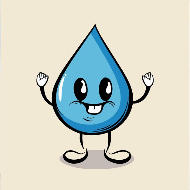 Waterdruppel met de hand getekend plat stijlvol mascotte cartoon personage tekening sticker icoon concept geïsoleerd