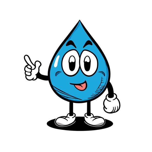 Waterdruppel met de hand getekend plat stijlvol mascotte cartoon personage tekening sticker icoon concept geïsoleerd