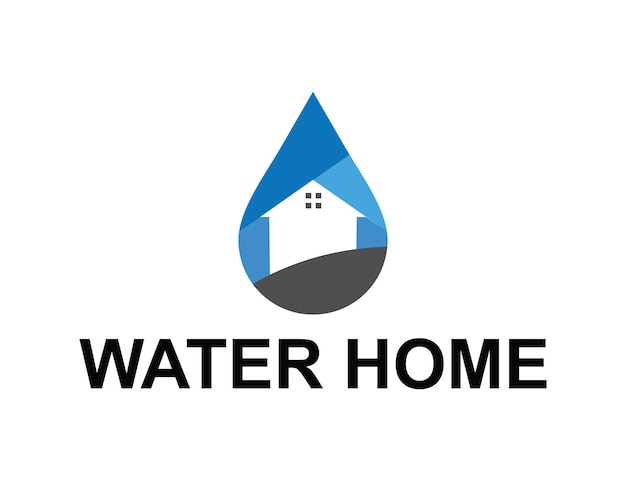 Vector waterdruppel met huis water house logo