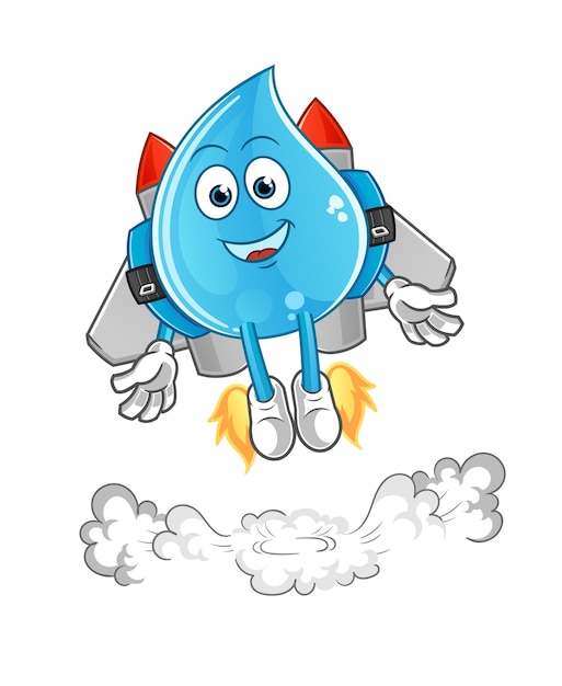 Waterdruppel met jetpack-mascotte