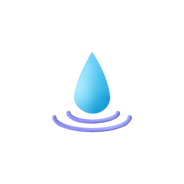 Waterdruppel met pijlen rond Hernieuwbare natuurlijke hulpbronnen water recycling ecologie concept 3D-vector pictogram Cartoon minimalistische stijl