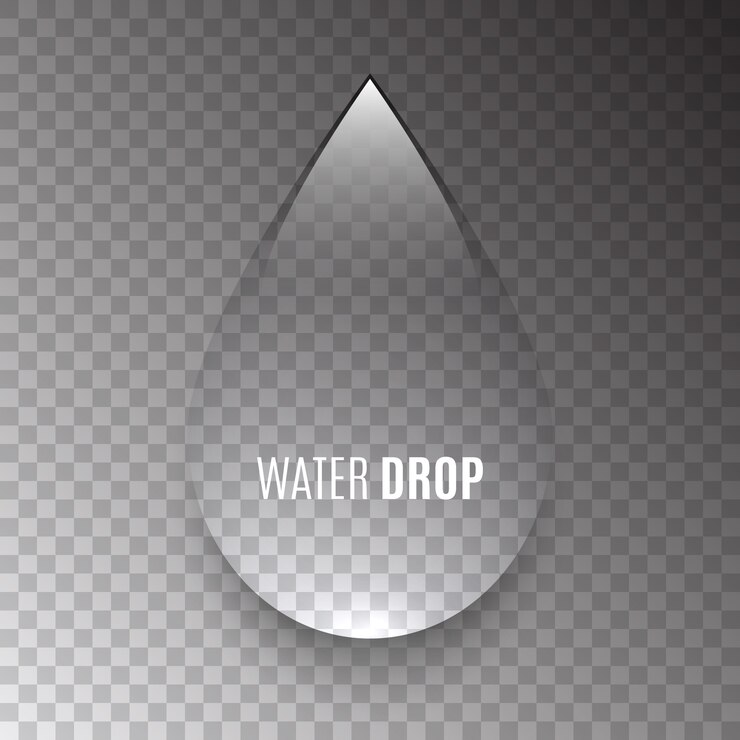 Vector waterdruppel op transparante achtergrond. heldere vloeistof.