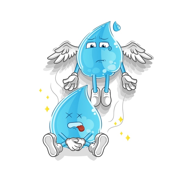 Waterdruppelgeest verlaat de lichaamsmascotte. cartoon vector