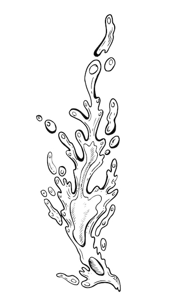 Vector waterdruppels outline illustratie splash element sketch doodle lijn illustratie met de hand getekend