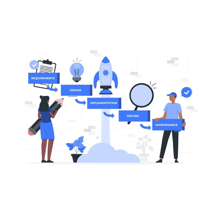Vector waterfall method flat illustrations vector