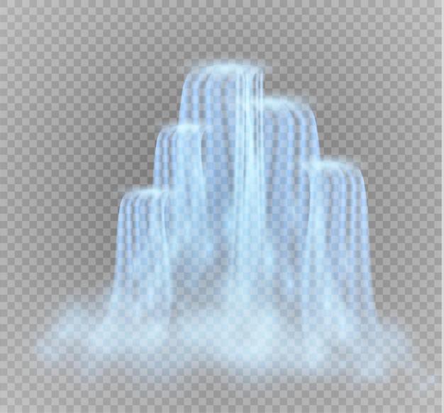 Vector waterfall,  on transparent background.  illustration. a stream of water.