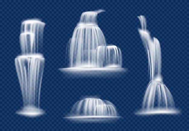 Waterfall. water cascade flowing with splashes and drops fast transparent natural realistic waterfall