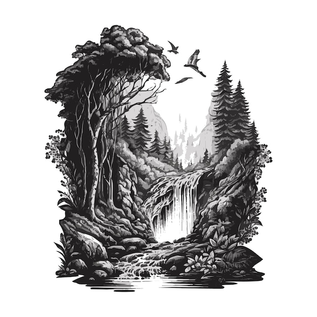 滝の水彩画