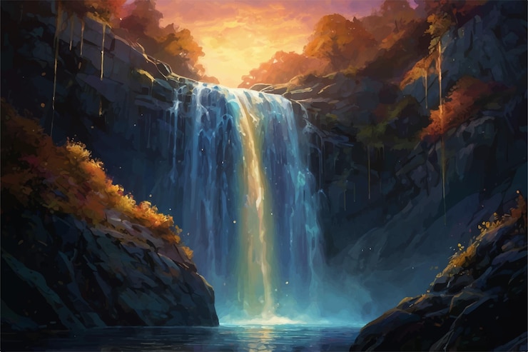 Vector a waterfall with the words starfish on the bottom
