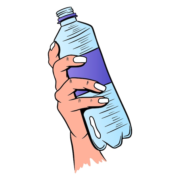 Waterfles. Internationale Waterdag. Water in een plastic fles. Cartoon-stijl. Vector illustratie. Voor ontwerp en decoratie.
