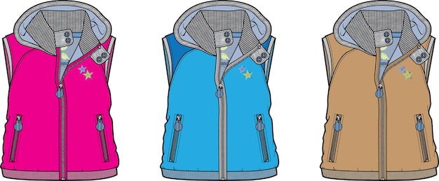 Vector waterfoot print girls bomber jacket for fashion flat sketch technical drawing vector illustration te