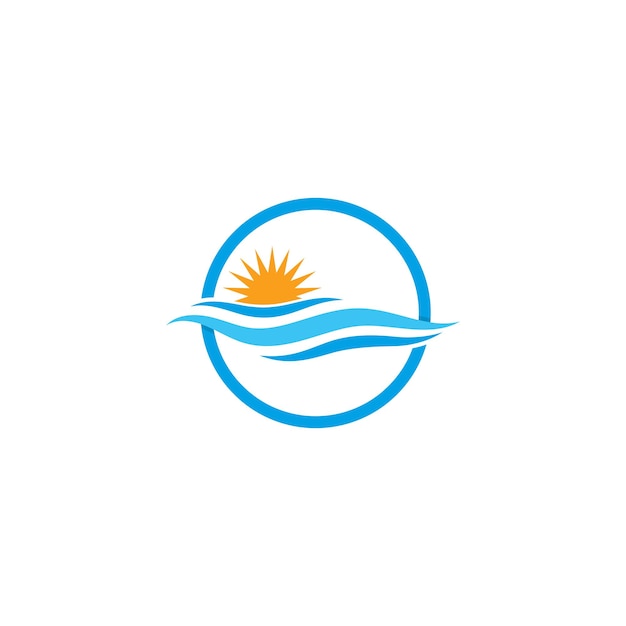 Watergolf met zon Logo Template vector Icon illustratie