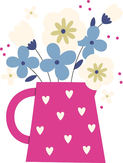 Vector watering can with flowers