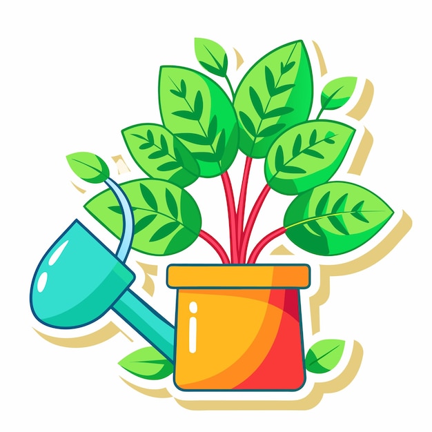 watering plants from a watering can vector illustration