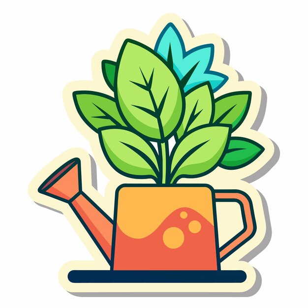 Vector watering plants from a watering can vector illustration