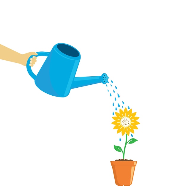 Watering sunflower vector illustration concept design web