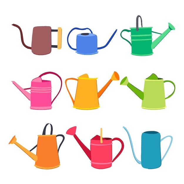 waterkans metalen set cartoon vector illustratie