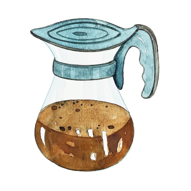 Vector waterkleurige koffiefilterkan